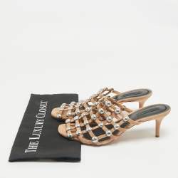 Alexander Wang Nude Suede Sadie Studded Caged Mule Sandals Size 39