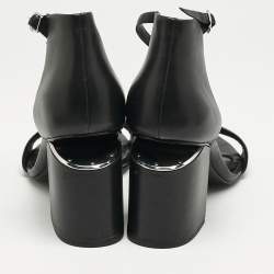 Alexander Wang Black Leather Abby Ankle Strap Sandals Size 40