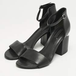 Alexander Wang Black Leather Abby Ankle Strap Sandals Size 40