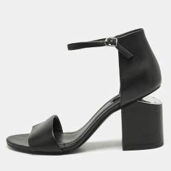 Alexander Wang Black Leather Abby Ankle Strap Sandals Size 40