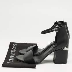 Alexander Wang Black Leather Abby Ankle Strap Sandals Size 40