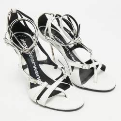 Pre Owned Alexander Wang White Leather Ankle Strap Sandals Size 37
