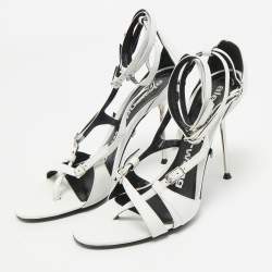 Pre Owned Alexander Wang White Leather Ankle Strap Sandals Size 37