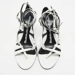Pre Owned Alexander Wang White Leather Ankle Strap Sandals Size 37
