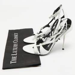 Pre Owned Alexander Wang White Leather Ankle Strap Sandals Size 37