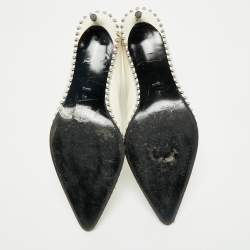 Pre Owned Alexander Wang White Leather Eri Studded Ankle Length Boots Size 41