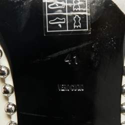 Pre Owned Alexander Wang White Leather Eri Studded Ankle Length Boots Size 41