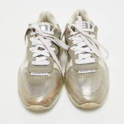 Pre Owned Alexander Wang Grey/White PVC, Suede And Leather Stadium Low Top Sneakers Size 40.5