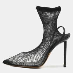 Pre Owned Alexander Wang Black Knit Fabric and PVC Caden Booties Size 39.5