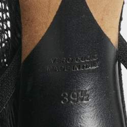 Pre Owned Alexander Wang Black Knit Fabric and PVC Caden Booties Size 39.5