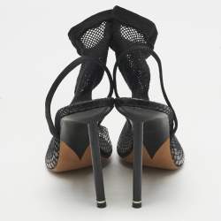 Pre Owned Alexander Wang Black Knit Fabric and PVC Caden Booties Size 39.5