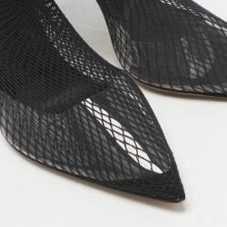 Pre Owned Alexander Wang Black Knit Fabric and PVC Caden Booties Size 39.5