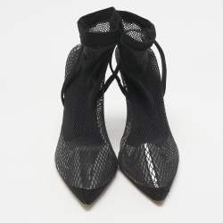 Pre Owned Alexander Wang Black Knit Fabric and PVC Caden Booties Size 39.5