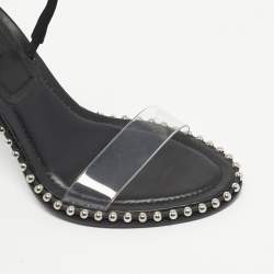 Pre Owned Alexander Wang Black Leather and PVC Studded Nova Slingback Sandals Size 39