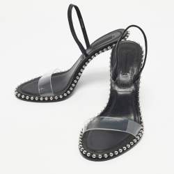Pre Owned Alexander Wang Black Leather and PVC Studded Nova Slingback Sandals Size 39