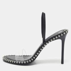 Pre Owned Alexander Wang Black Leather and PVC Studded Nova Slingback Sandals Size 39