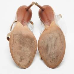 Pre Owned Alexander Wang Beige/Transparent Suede and PVC Thong Slingback Sandals Size 39