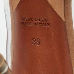 Pre Owned Alexander Wang Beige/Transparent Suede and PVC Thong Slingback Sandals Size 39