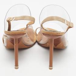Pre Owned Alexander Wang Beige/Transparent Suede and PVC Thong Slingback Sandals Size 39