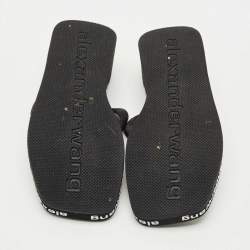 مملوكة مسبقًا Alexander Wang Black Canvas Thong Wedge Sandals Size 39