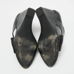 Pre Owned Alexander Wang Black Lizard Embossed Leather Cross Strap Wedge Sandals Size 40