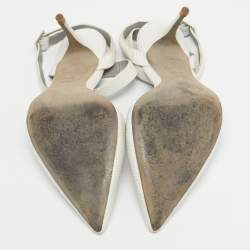 Pre Owned Alexander Wang White Snakeskin Embossed Leather Ankle Strap Pumps Size 40