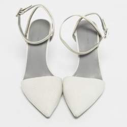 Pre Owned Alexander Wang White Snakeskin Embossed Leather Ankle Strap Pumps Size 40