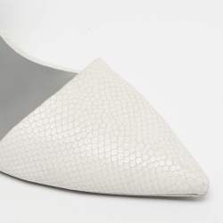 Pre Owned Alexander Wang White Snakeskin Embossed Leather Ankle Strap Pumps Size 40