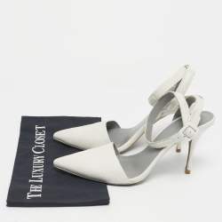 Pre Owned Alexander Wang White Snakeskin Embossed Leather Ankle Strap Pumps Size 40