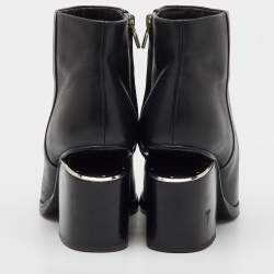 Pre Owned Alexander Wang Black Leather Gabi Ankle Length Boots Size 36.5