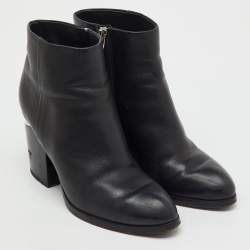 Pre Owned Alexander Wang Black Leather Gabi Ankle Length Boots Size 36.5