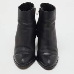 Pre Owned Alexander Wang Black Leather Gabi Ankle Length Boots Size 36.5