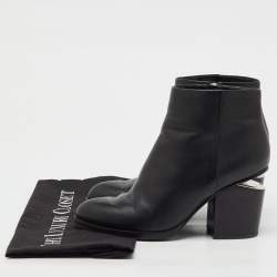 Pre Owned Alexander Wang Black Leather Gabi Ankle Length Boots Size 36.5