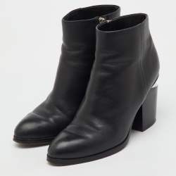 Pre Owned Alexander Wang Black Leather Gabi Ankle Length Boots Size 36.5