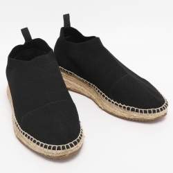 Pre Owned Alexander Wang Black Knit Fabric Dylan Espadrille Flats Size 37