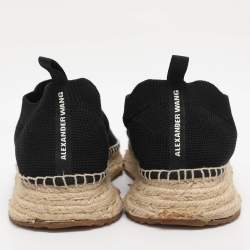 Pre Owned Alexander Wang Black Knit Fabric Dylan Espadrille Flats Size 37