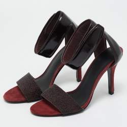 Pre Owned Alexander Wang Burgundy Leather and Suede Antonia Ankle Strap Sandals Size 37