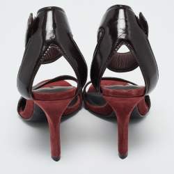 Pre Owned Alexander Wang Burgundy Leather and Suede Antonia Ankle Strap Sandals Size 37