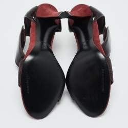 Pre Owned Alexander Wang Burgundy Leather and Suede Antonia Ankle Strap Sandals Size 37