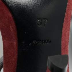 Pre Owned Alexander Wang Burgundy Leather and Suede Antonia Ankle Strap Sandals Size 37