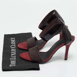 Pre Owned Alexander Wang Burgundy Leather and Suede Antonia Ankle Strap Sandals Size 37