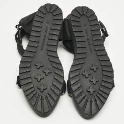 Pre Owned صندل أليكساندر وانغ جلد نوبيك أسود مسطح للكاحل مقاس 37