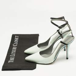 Pre Owned Alexander Wang Blue Texture Leather and Leather Ankle Strap Pumps Size 36