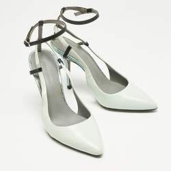 Pre Owned Alexander Wang Blue Texture Leather and Leather Ankle Strap Pumps Size 36