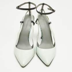 Pre Owned Alexander Wang Blue Texture Leather and Leather Ankle Strap Pumps Size 36