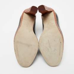 Pre Owned صندل ألكسندر وانغ جلد أسود وجلد نعام بحزام للكاحل مقاس 37