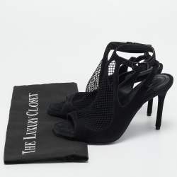 Pre Owned Alexander Wang Black Mesh and Suede Ankle Strap Sandals Size 37