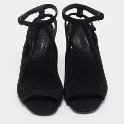 Pre Owned Alexander Wang Black Mesh and Suede Ankle Strap Sandals Size 37