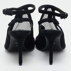 Pre Owned Alexander Wang Black Mesh and Suede Ankle Strap Sandals Size 37