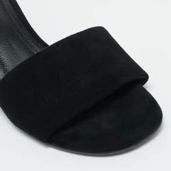 Pre Owned Alexander Wang Black Suede Cut-Out Block Heel Slide Sandals  Size 36.5